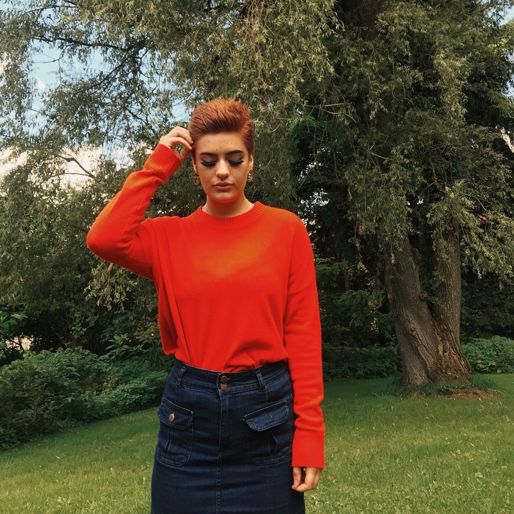 Vintage Inspired Soft Orange Sweater